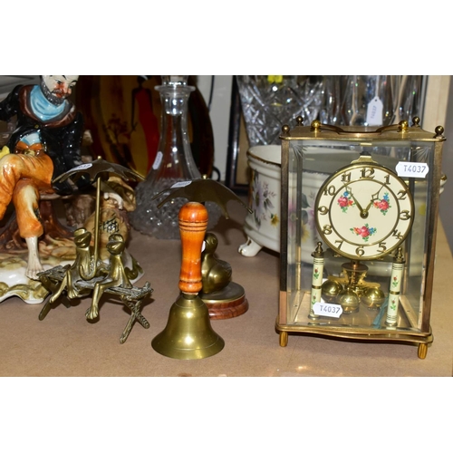 673 - A GROUP OF GLASS, METALWARES, ANNIVERSARY CLOCK, CERAMICS, ETC, including a Vera Wang for Wedgwood l... 