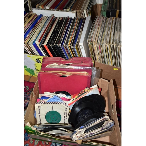 676 - SEVEN BOXES OF LP RECORDS AND A SMALL QUANTITY OF SINGLES RECORDS, ETC, including a limited edition ... 