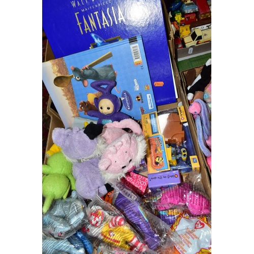 680 - FOUR BOXES OF TOYS, to include fourteen Bratz and similar fashion dolls, with clothes and accessorie... 