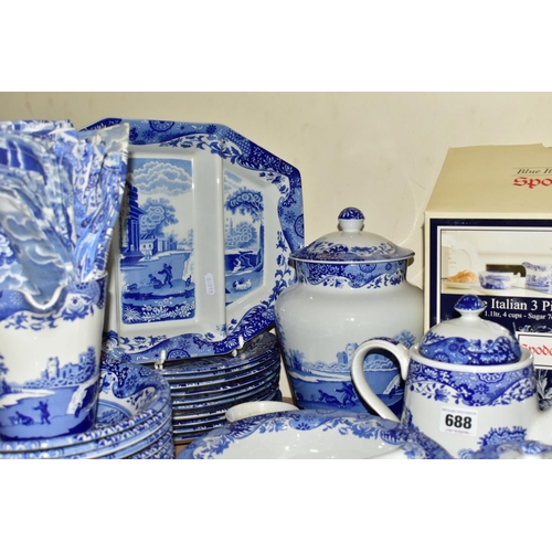 688 - A NINETY PIECE SPODE ITALIAN DINNER SERVICE, comprising a boxed set of coffee pot, a cream jug and a... 