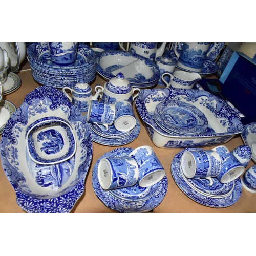 688 - A NINETY PIECE SPODE ITALIAN DINNER SERVICE, comprising a boxed set of coffee pot, a cream jug and a... 