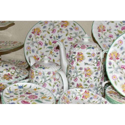 693 - A ONE HUNDRED AND EIGHTY SEVEN PIECE MINTON HADDON HALL DINNER SERVICE, comprising fifteen dinner pl... 