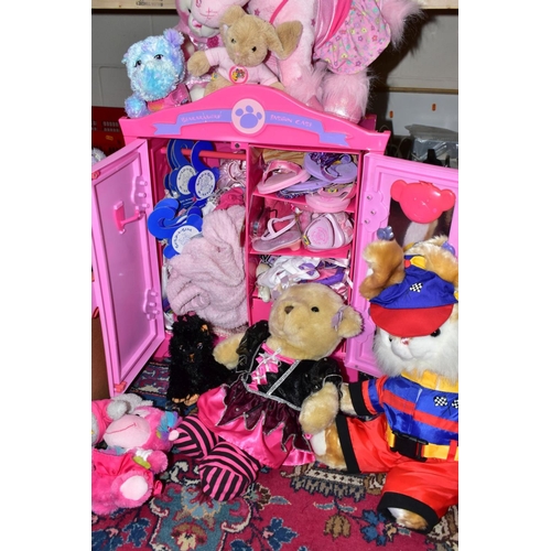 697 - A BOX AND LOOSE BUILD-A-BEAR TOYS, to include a box of twelve Build-a-bear soft toys, clothes and ac... 