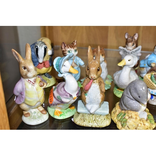 712 - ELEVEN BESWICK BEATRIX POTTER FIGURES, comprising Tommy Brock, Mr Benjamin Bunny, Tom Kitten, Jemima... 