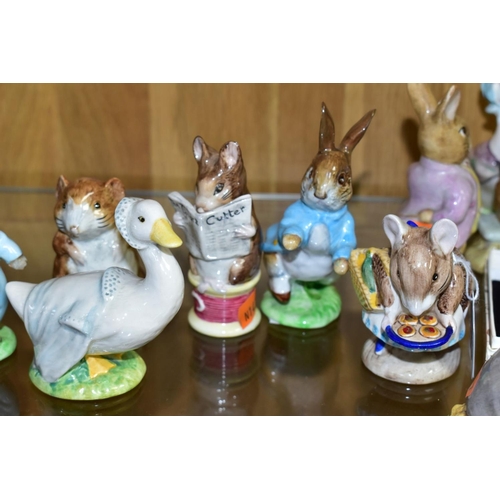 712 - ELEVEN BESWICK BEATRIX POTTER FIGURES, comprising Tommy Brock, Mr Benjamin Bunny, Tom Kitten, Jemima... 