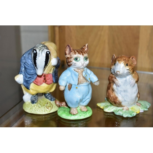 712 - ELEVEN BESWICK BEATRIX POTTER FIGURES, comprising Tommy Brock, Mr Benjamin Bunny, Tom Kitten, Jemima... 