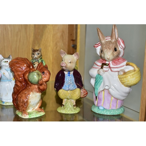 715 - SIX BESWICK BEATRIX POTTER FIGURES, comprising, Squirrel Nutkin,Piglin Bland, Tabitha Twitchit, Simp... 