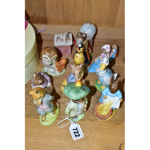 722 - ELEVEN BESWICK BEATRIX POTTER FIGURES, comprising Tom Thumb, Timmy Tiptoes, Old Mr Brown, Sally Henn... 