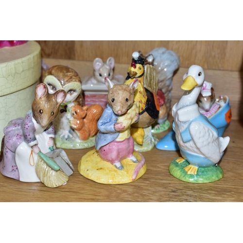 722 - ELEVEN BESWICK BEATRIX POTTER FIGURES, comprising Tom Thumb, Timmy Tiptoes, Old Mr Brown, Sally Henn... 