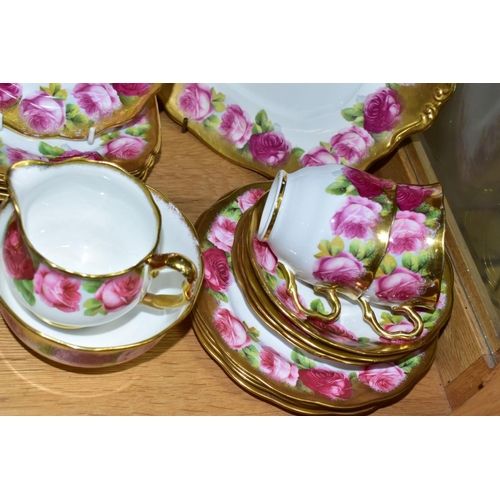 723 - ROYAL ALBERT 'OLD ENGLISH ROSE' 6241 PATTERN TEAWARES, comprising four teacups - two with wear to th... 