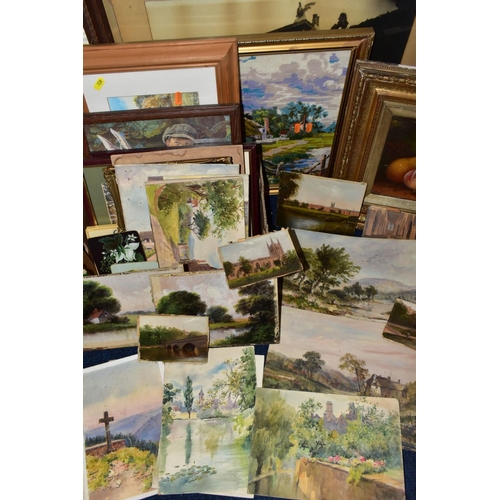 728 - PAINTINGS AND PRINTS ETC, to include a James Ingham Riley watercolour of the Lake District?, approxi... 