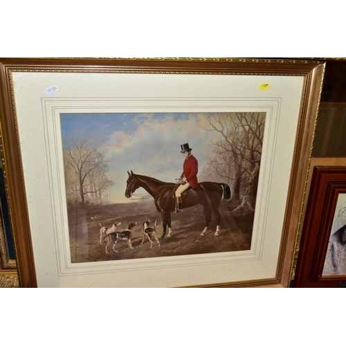 729 - DECORATIVE PICTURES AND A MIRROR, to include a Caesar Smith signed limited edition print with horses... 