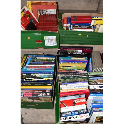 731 - FIVE BOXES OF BOOKS, approximately one hundred and fifty titles to include military history, general... 