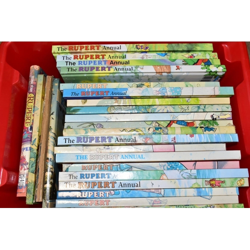 732 - FOUR BOXES OF BOOKS, approximately two hundred titles to include twenty three Rupert the Bear annual... 