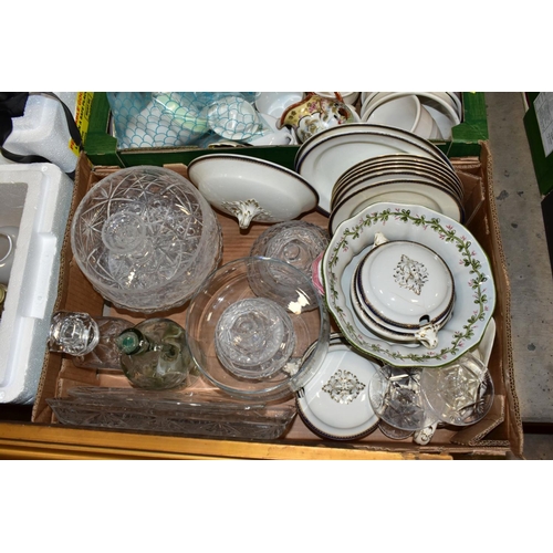 735 - SEVEN BOXES AND LOOSE CERAMICS, GLASS, PICTURES, VINTAGE VACUUM CLEANER, METALWARES AND SUNDRY ITEMS... 