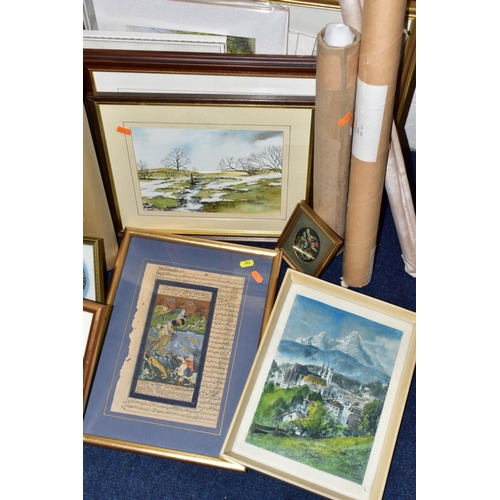 741 - PAINTINGS AND PRINTS ETC, to include a watercolour of R65 HMS St James, monogram botom right, approx... 