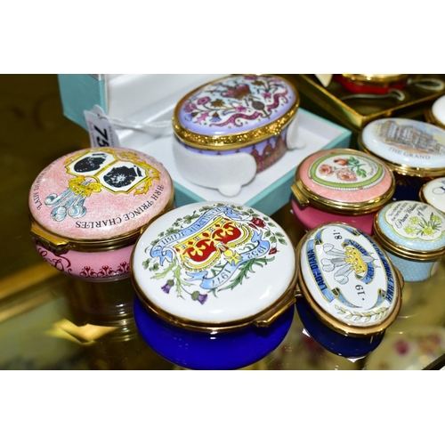 754 - ELEVEN MAINLY ROYAL COMMEMORATIVE ENAMEL BOXES, comprising two boxed examples: The Royal Collection ... 