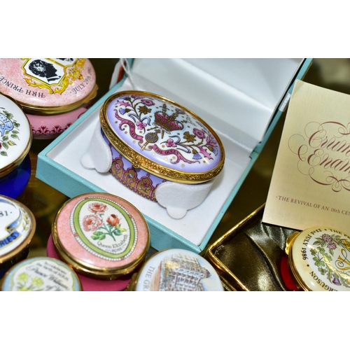 754 - ELEVEN MAINLY ROYAL COMMEMORATIVE ENAMEL BOXES, comprising two boxed examples: The Royal Collection ... 