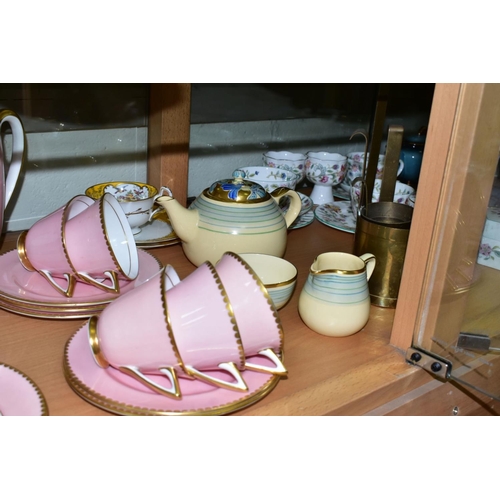 757 - A GROUP OF CERAMIC TEA SETS AND OTHER WARES, to include a twenty two piece Royal Doulton pink Art De... 