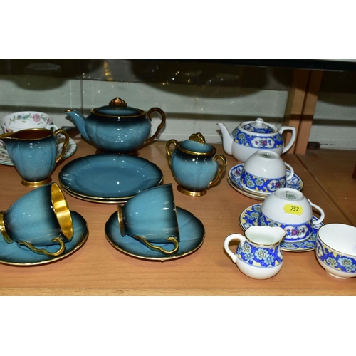 757 - A GROUP OF CERAMIC TEA SETS AND OTHER WARES, to include a twenty two piece Royal Doulton pink Art De... 