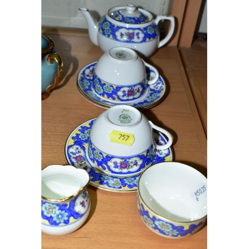 757 - A GROUP OF CERAMIC TEA SETS AND OTHER WARES, to include a twenty two piece Royal Doulton pink Art De... 