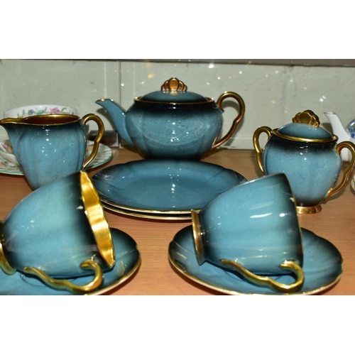 757 - A GROUP OF CERAMIC TEA SETS AND OTHER WARES, to include a twenty two piece Royal Doulton pink Art De... 