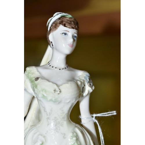 758 - THREE BOXED LIMITED EDITION COALPORT FIGURES OF ROYAL BRIDES, comprising 'Queen Elizabeth , The Quee... 