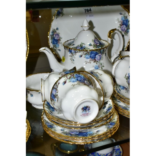 764 - A TWENTY TWO PIECE ROYAL ALBERT 'MOONLIGHT ROSE' PATTERN TEA SET, comprising a teapot, a sugar bowl ... 