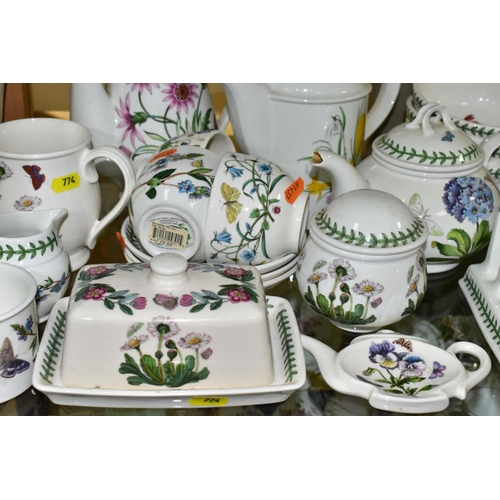 774 - A GROUP OF PORTMEIRION BOTANIC GARDEN TEAWARES ETC, thirty pieces comprising two coffee pots, a teap... 