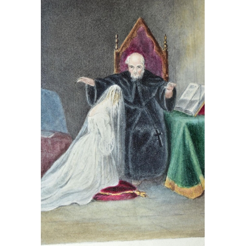 781 - ATTRIBUTED TO EMILY BROWN (1812-1902) 'BENEDICTION', a bride kneels before a seated priest, unsigned... 