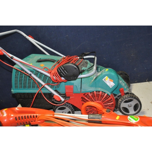 1266 - A BOSCH AVR 1100 LAWN AIRATER and a Flymo Contour 500 strimmer (both PAT pass and working) (2)