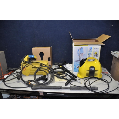 1269 - A KARCHER SC1122 STEAM CLEANER with a quantity of attachments and a Karcher Pressure Washer (case se... 