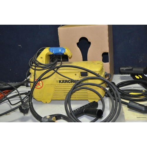 1269 - A KARCHER SC1122 STEAM CLEANER with a quantity of attachments and a Karcher Pressure Washer (case se... 