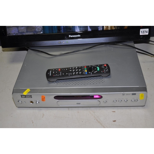 1274 - A PANASONIC TX-L24EB 24in TV with remote (no stand or bracket) and an Acoustic Solutions DVD player ... 