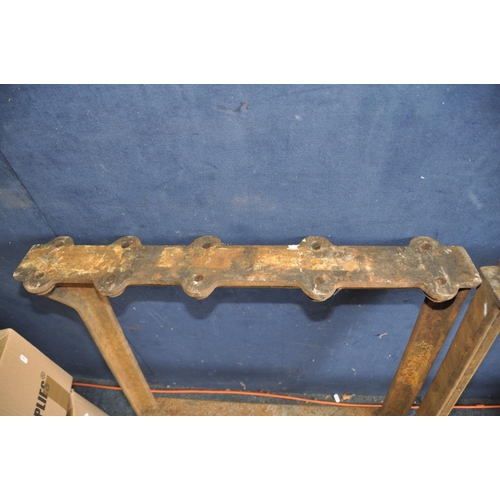 1316 - A PAIR OF INDUSTRIAL CAST IRON TABLE SUPPORTS depth 73cm height 81cm