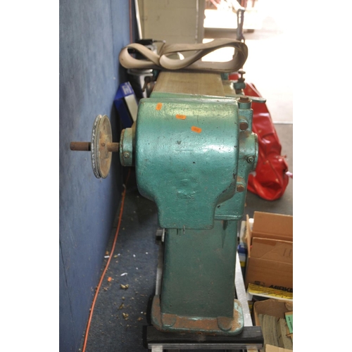 1330 - A VINTAGE WADKINS BELT SANDER/LINISHER belt driven but no motor attached, 9in wide belt, length 90cm... 