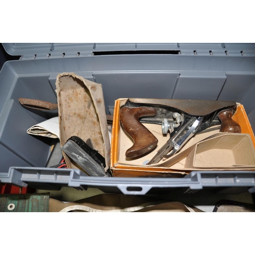 1367 - THREE TOOLBOXES AND A TRAY CONTAINING TOOLS including a Record 924 bolt cropper, a Stanley No4 plane... 