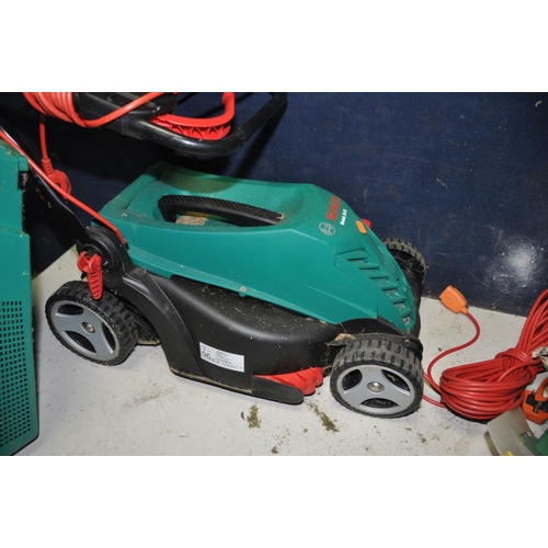 1381 - A BOSCH ROTAK 34R with grass box along with a GS PP425 hedge trimmer and a Black and Decker S7A22 po... 