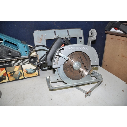 1386 - THREE BLACK AND DECKER HANDTOOLS to include a Black and Decker KA22OE hand sander, a Black and Decke... 