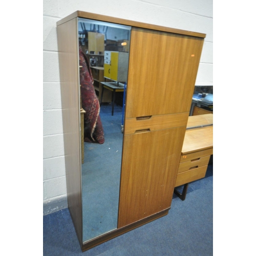 1410 - A MID-CENTURY UNIFLEX TEAK TWO PIECE BEDROOM SUITE, comprising a dressing table with a triple mirror... 