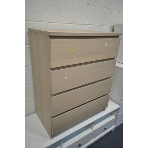 1422 - AN IKEA MALM WHITE CHEST OF FOUR LONG DRAWERS, width 81cm x depth 49cm x height 100cm, and a matchin... 