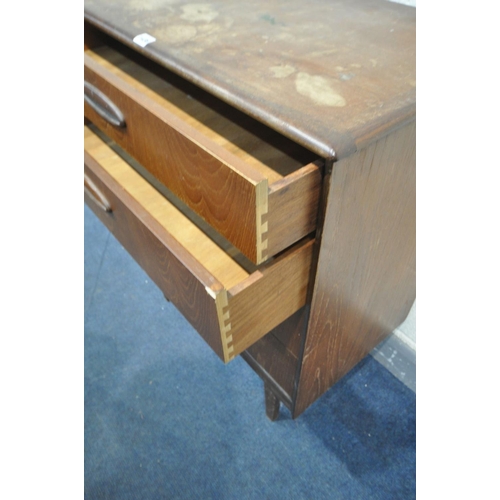 1436 - AN MID CENTURY AUSTINSUITE TEAK CHEST OF FOUR GRADUATING DRAWERS, width 77cm x depth 43cm x height 9... 