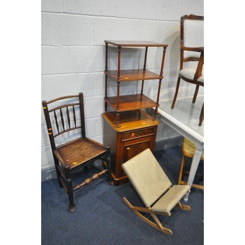 1440 - A CHARLES BARR FLAME MAHOGANY BEDSIDE CABINET, with a single drawer and single door, a white painted... 