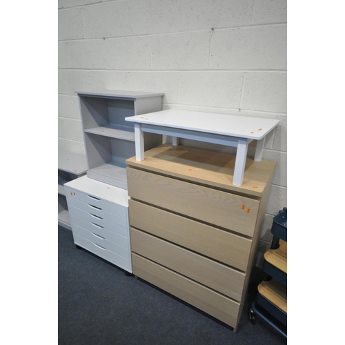 1444 - A SELECTION OF IKEA FURNITURE, comprising a Malm chest of four drawers, a blue Rasko three tier trol... 