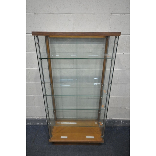 1493 - A SHOP/COLLECTORS DISPLAY CABINET, with four glass shelves, and double sliding doors, width 78cm x d... 