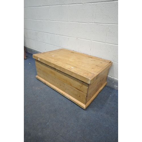 1496 - A 19TH CENTURY PINE TOOL CHEST, width 96cm x depth 63cm x height 42cm (condition:-surface scratches)