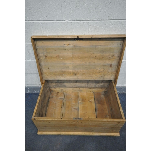 1496 - A 19TH CENTURY PINE TOOL CHEST, width 96cm x depth 63cm x height 42cm (condition:-surface scratches)