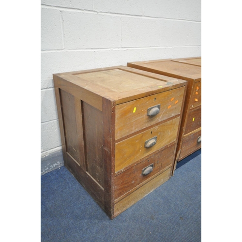 1497 - THREE VINTAGE MAHOGANY CHEST OF THREE DRAWERS, each width 56cm x depth 60cm x height 73cm (condition... 