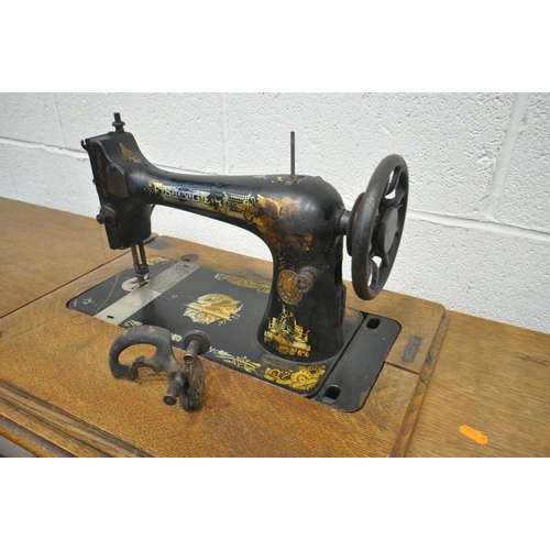 1530 - A VINTAGE SINGER TREDLE SEWING MACHINE, width 90cm x depth 44cm x height 78cm