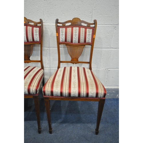 1534 - A PAIR OF 19TH CENTURY ROSEWOOD AND INLAID DINING CHAIRS, along with a 20th century oak bow top armc... 